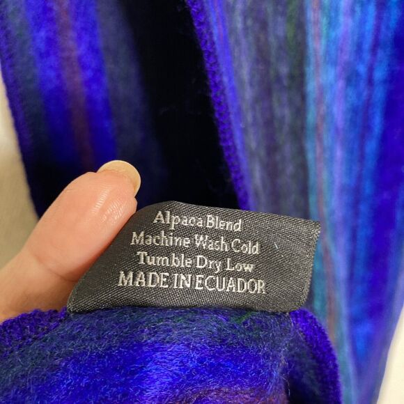 Armor A La Vida Alpaca Wool Blend Scarf Unisex Blue Grey Black 10” X 78” - Picture 6 of 8